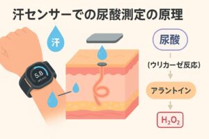 汗センサーでの尿酸測定の原理