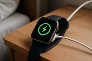 緑の充電マークと雷アイコン