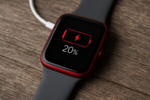 赤い稲妻充電マークと残量表示