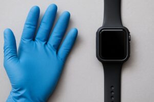 アップルウォッチ保護ケースとゴム手袋