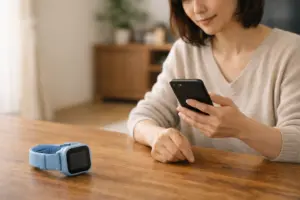 myFirst Foneの解約前に、公式サイトで条件を落ち着いて確認している保護者のイメージ