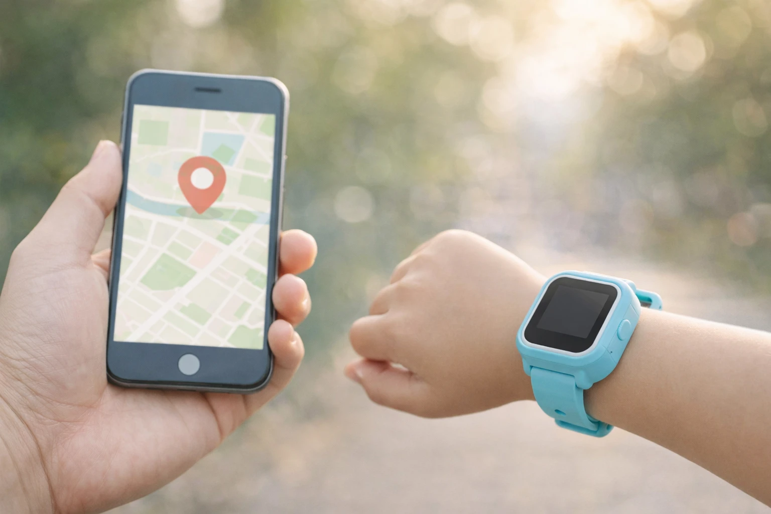 myFirst Fone S3cの本体と使用イメージ（キッズ向けスマートウォッチ）