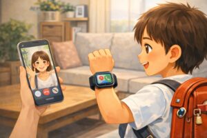 myFirst Fone S3cで親子がビデオ通話している様子