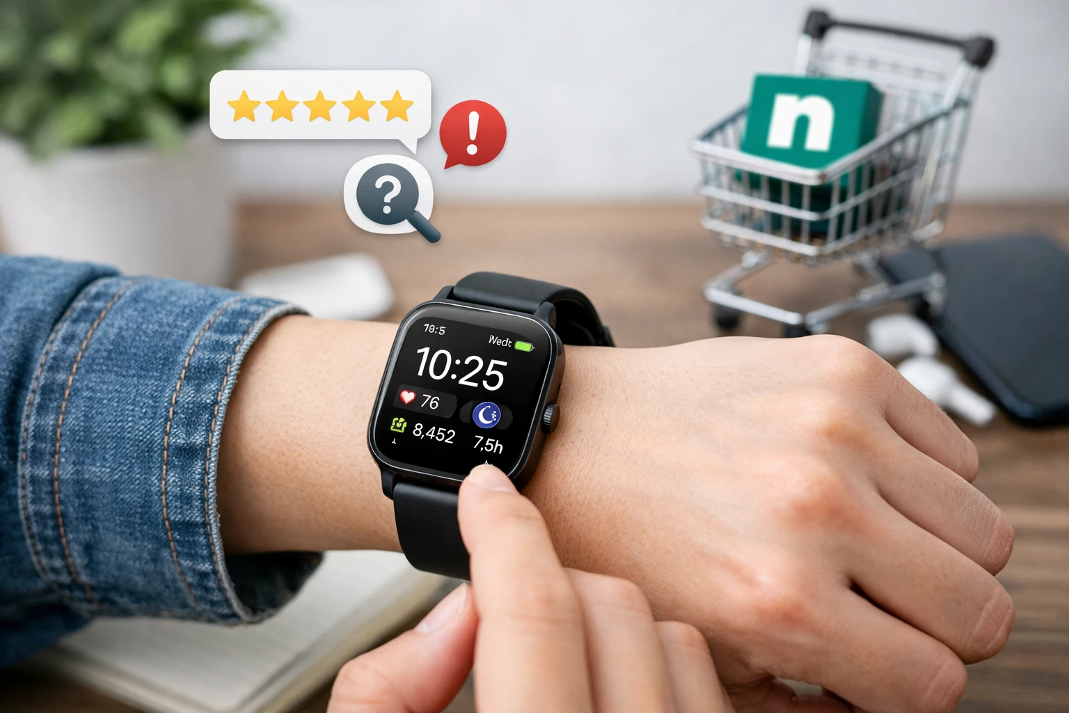 ニトリのスマートウォッチ「バルカ」の口コミ・評判を調査するイメージ