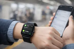 スマートウォッチで通知を確認しているイメージ