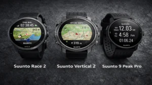 スントのスマートウォッチ主要モデルを横並びで比較したリアルな製品写真