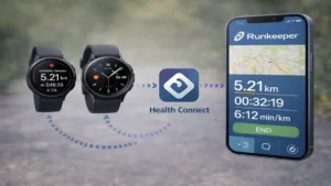 Wear OSとHealth Connectを経由してRunkeeperへデータ連携する仕組みのイメージ
