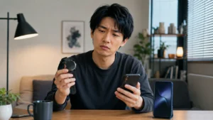 Amazfitとスマートフォンの設定に悩む日本人男性