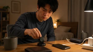 スマートウォッチのバッテリー切れと毎日の充電負担に悩む男性